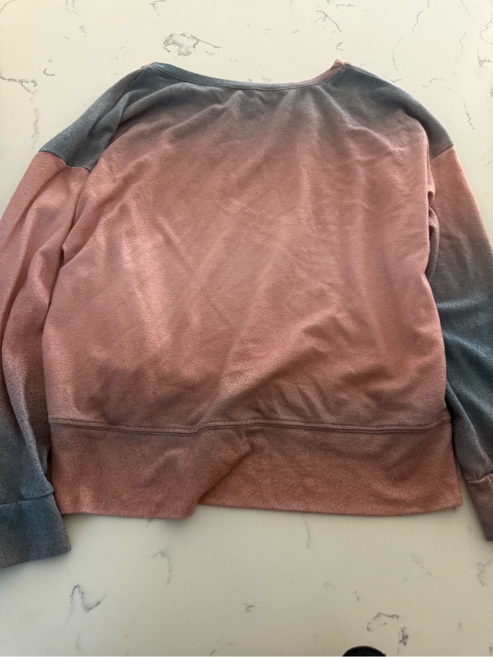 Onzie Rose Pink and Slate Blue Ombre Crew Neck Sweater